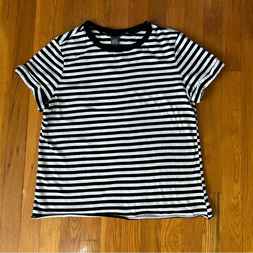 Wild Fable Big Stripes Black & White Costume? Ladies T-Shirt Top L Large